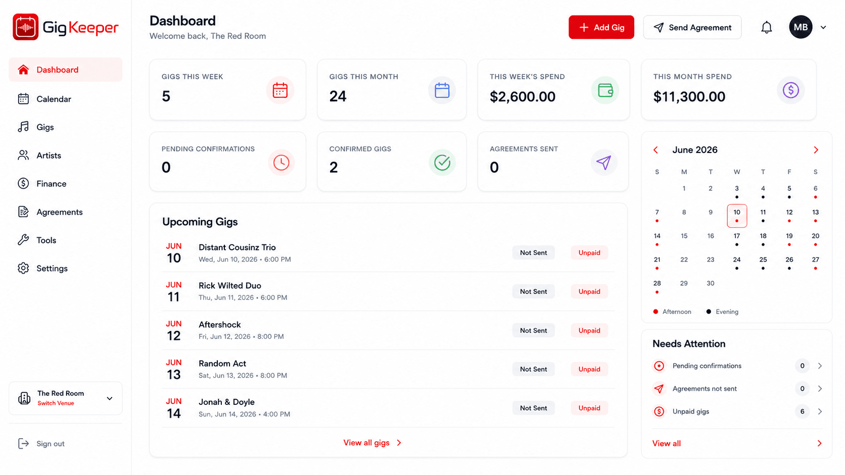 Venue Dashboard Preview